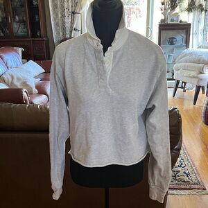 Brandy Melville Light Gray Henley Pullover with Off-White Collar sweatshirt top